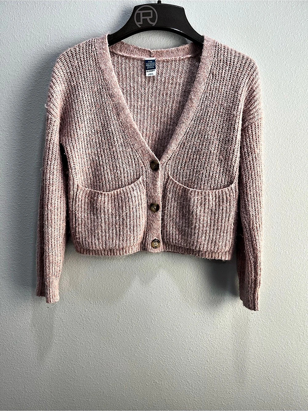Old Navy Go-Recycled Rib-Knit Button-Front Cardigan Pink Medium